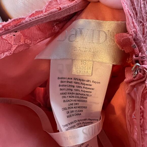 David's Bridal Lace Bridesmaid Dress F19328 Parfait size 16 - Picture 5 of 5